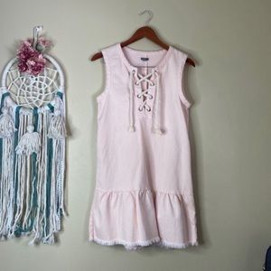 Aerie Denim Lace Up Pink Dress Size XS